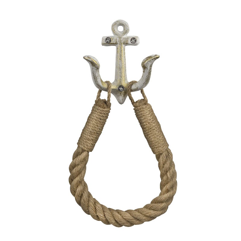 ROXLLGJC Nautical Rope Toilet Paper Holder Coastal Towel Holder with Metal Hook for Bathroom Decor (White) - Image 4
